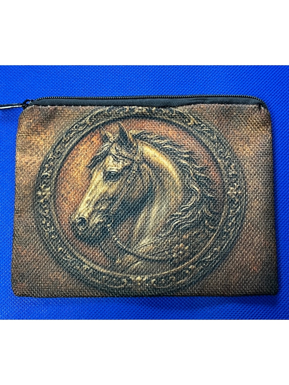 Vintage Style Horse Portrait Canvas Zipper Pouch - Perfect for Stashing